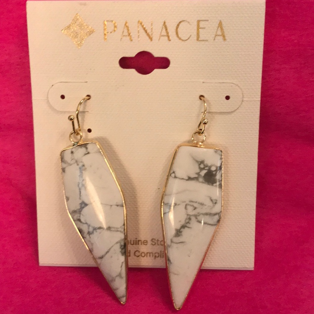 Gray and white earrings